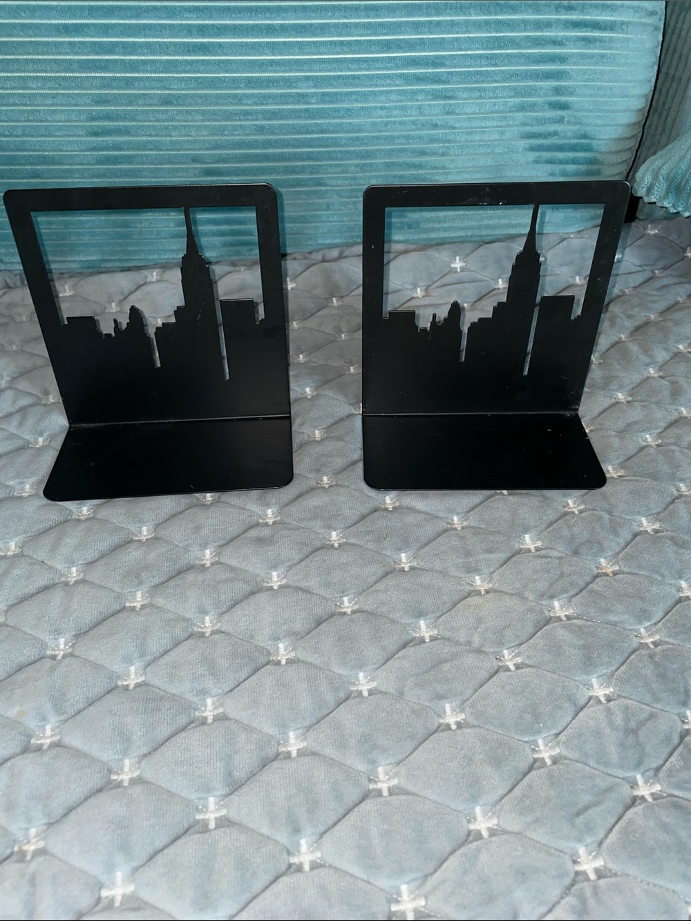 Black Metal Skyline Bookends - Pair